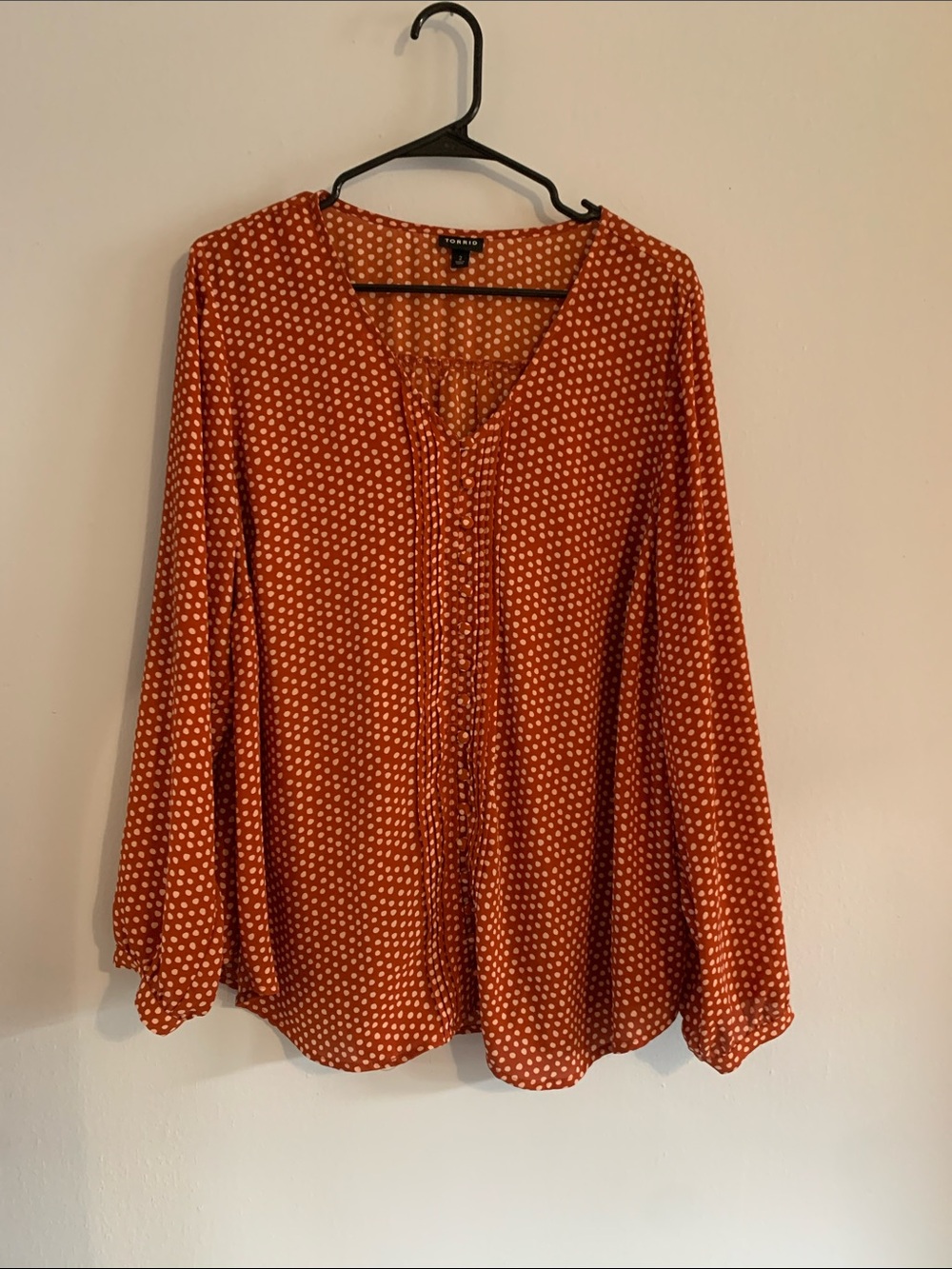 TORRID Rust Polka Dot V-Neck Blouse